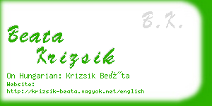 beata krizsik business card